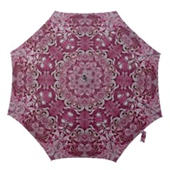 Pink Marbling Symmetry Hook Handle Umbrellas (small) by kaleidomarblingart