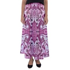 Pink Marbling Symmetry Flared Maxi Skirt by kaleidomarblingart