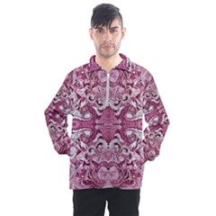 Pink Marbling Symmetry Men s Half Zip Pullover by kaleidomarblingart