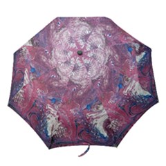 Violet Feathers Folding Umbrellas by kaleidomarblingart