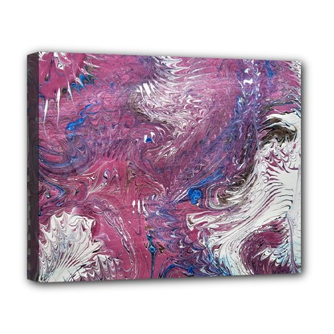 Violet Feathers Deluxe Canvas 20  X 16  (stretched) by kaleidomarblingart