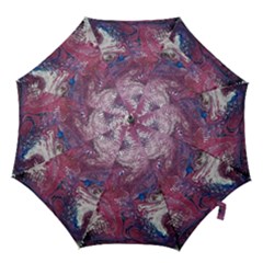 Violet Feathers Hook Handle Umbrellas (small) by kaleidomarblingart