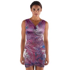 Violet Feathers Wrap Front Bodycon Dress by kaleidomarblingart