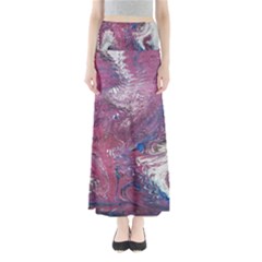 Violet Feathers Full Length Maxi Skirt by kaleidomarblingart