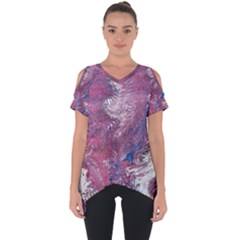 Violet Feathers Cut Out Side Drop Tee by kaleidomarblingart