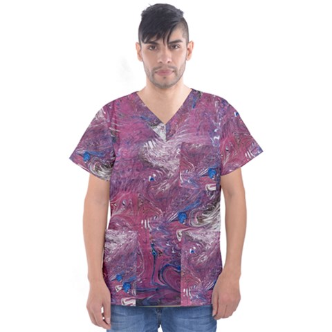 Violet Feathers Men s V-neck Scrub Top by kaleidomarblingart