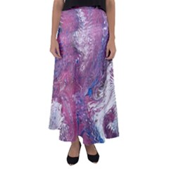 Violet Feathers Flared Maxi Skirt by kaleidomarblingart