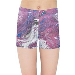 Violet Feathers Kids  Sports Shorts by kaleidomarblingart