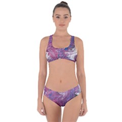 Violet Feathers Criss Cross Bikini Set by kaleidomarblingart