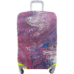 Violet Feathers Luggage Cover (large) by kaleidomarblingart