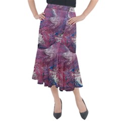 Violet Feathers Midi Mermaid Skirt by kaleidomarblingart