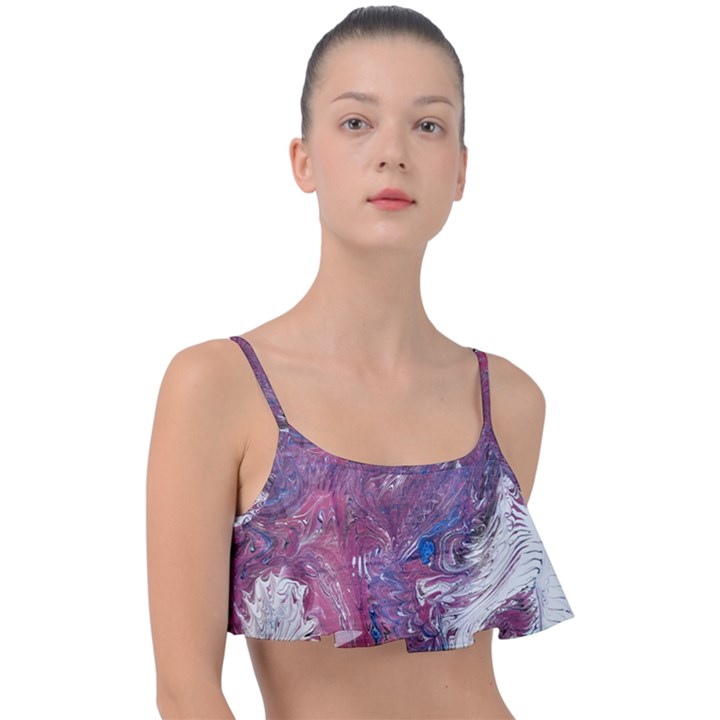 Violet feathers Frill Bikini Top