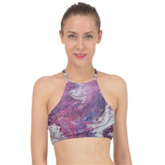 Violet Feathers Racer Front Bikini Top by kaleidomarblingart