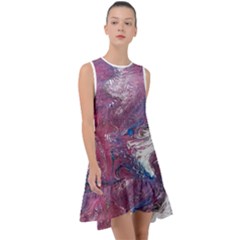 Violet Feathers Frill Swing Dress by kaleidomarblingart