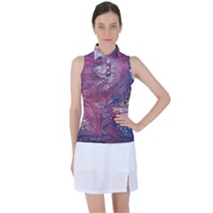 Violet Feathers Women s Sleeveless Polo Tee by kaleidomarblingart