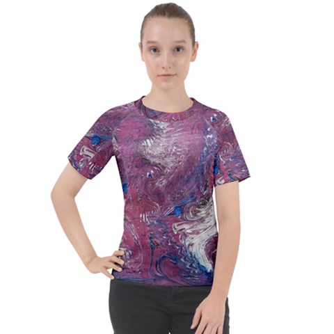 Violet Feathers Women s Sport Raglan Tee by kaleidomarblingart