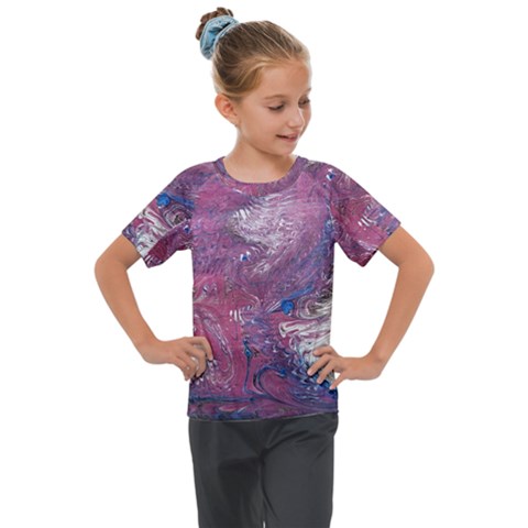 Violet Feathers Kids  Mesh Piece Tee by kaleidomarblingart