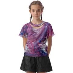 Violet Feathers Kids  Front Cut Tee by kaleidomarblingart