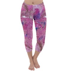 Pink Feathers Capri Winter Leggings 