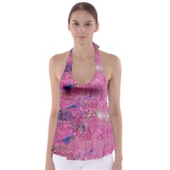 Pink Feathers Babydoll Tankini Top