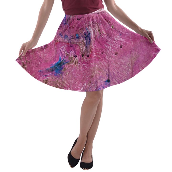 Pink feathers A-line Skater Skirt