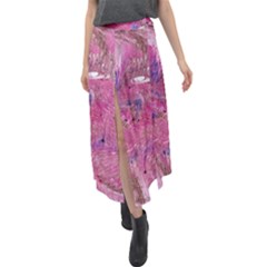 Pink Feathers Velour Split Maxi Skirt