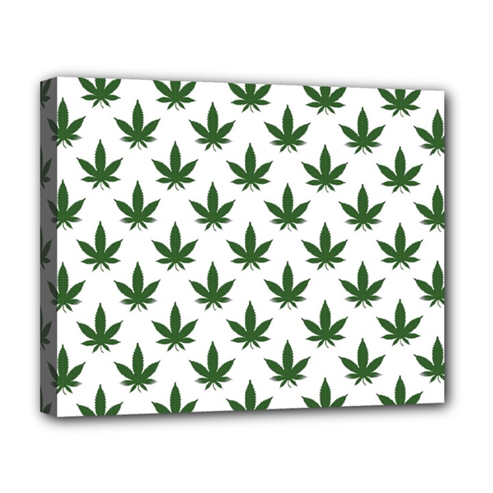 Weed at white, ganja leafs pattern, 420 hemp regular theme Deluxe Canvas 20  x 16  (Stretched)