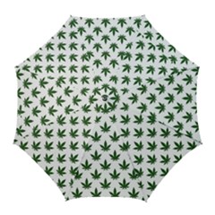 Weed At White, Ganja Leafs Pattern, 420 Hemp Regular Theme Golf Umbrellas by Casemiro