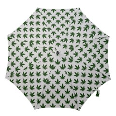 Weed At White, Ganja Leafs Pattern, 420 Hemp Regular Theme Hook Handle Umbrellas (small) by Casemiro