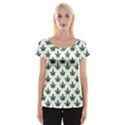 Weed at white, ganja leafs pattern, 420 hemp regular theme Cap Sleeve Top View1