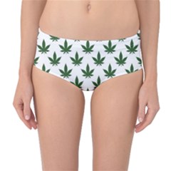 Weed At White, Ganja Leafs Pattern, 420 Hemp Regular Theme Mid-waist Bikini Bottoms by Casemiro