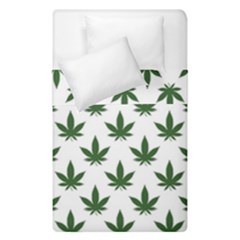 Weed At White, Ganja Leafs Pattern, 420 Hemp Regular Theme Duvet Cover Double Side (single Size) by Casemiro