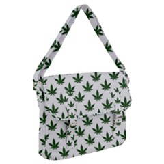 Weed At White, Ganja Leafs Pattern, 420 Hemp Regular Theme Buckle Messenger Bag by Casemiro