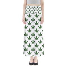 Weed At White, Ganja Leafs Pattern, 420 Hemp Regular Theme Full Length Maxi Skirt by Casemiro