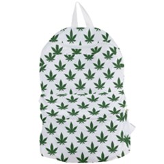 Weed At White, Ganja Leafs Pattern, 420 Hemp Regular Theme Foldable Lightweight Backpack by Casemiro