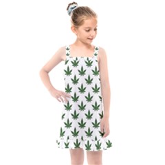 Weed At White, Ganja Leafs Pattern, 420 Hemp Regular Theme Kids  Overall Dress by Casemiro