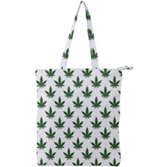 Weed At White, Ganja Leafs Pattern, 420 Hemp Regular Theme Double Zip Up Tote Bag by Casemiro