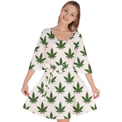 Weed At White, Ganja Leafs Pattern, 420 Hemp Regular Theme Velour Kimono Dress by Casemiro