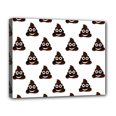 Happy Poo Pattern, Funny Emoji, Emoticon Theme, Vector Canvas 14  X 11  (stretched) by Casemiro