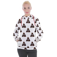 Happy Poo Pattern, Funny Emoji, Emoticon Theme, Vector Women s Hooded Pullover by Casemiro