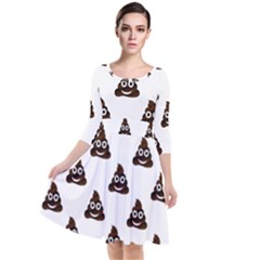 Happy Poo Pattern, Funny Emoji, Emoticon Theme, Vector Quarter Sleeve Waist Band Dress by Casemiro