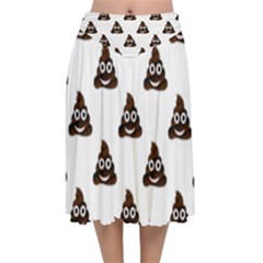 Happy Poo Pattern, Funny Emoji, Emoticon Theme, Vector Velvet Flared Midi Skirt by Casemiro