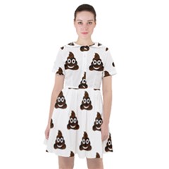 Happy Poo Pattern, Funny Emoji, Emoticon Theme, Vector Sailor Dress by Casemiro