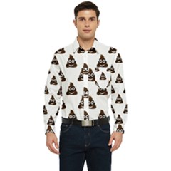 Happy Poo Pattern, Funny Emoji, Emoticon Theme, Vector Men s Long Sleeve Pocket Shirt  by Casemiro