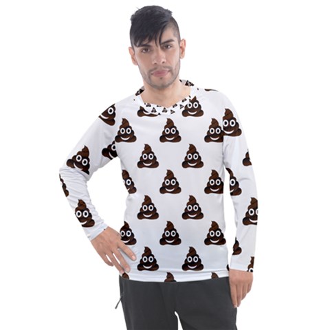 Happy Poo Pattern, Funny Emoji, Emoticon Theme, Vector Men s Pique Long Sleeve Tee by Casemiro