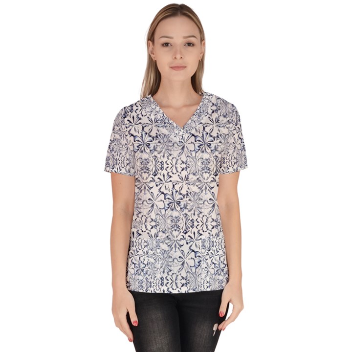 Pretty Porcelain Women s V-Neck Scrub Top