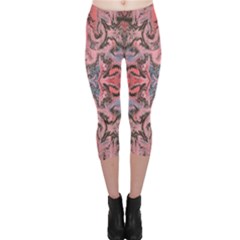 Pink Arabesque Iv Capri Leggings  by kaleidomarblingart