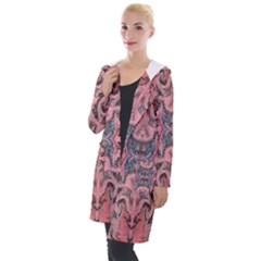 Pink Arabesque Iv Hooded Pocket Cardigan by kaleidomarblingart