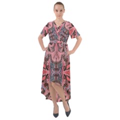 Pink Arabesque Iv Front Wrap High Low Dress by kaleidomarblingart