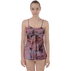 Pink Swirls Babydoll Tankini Set